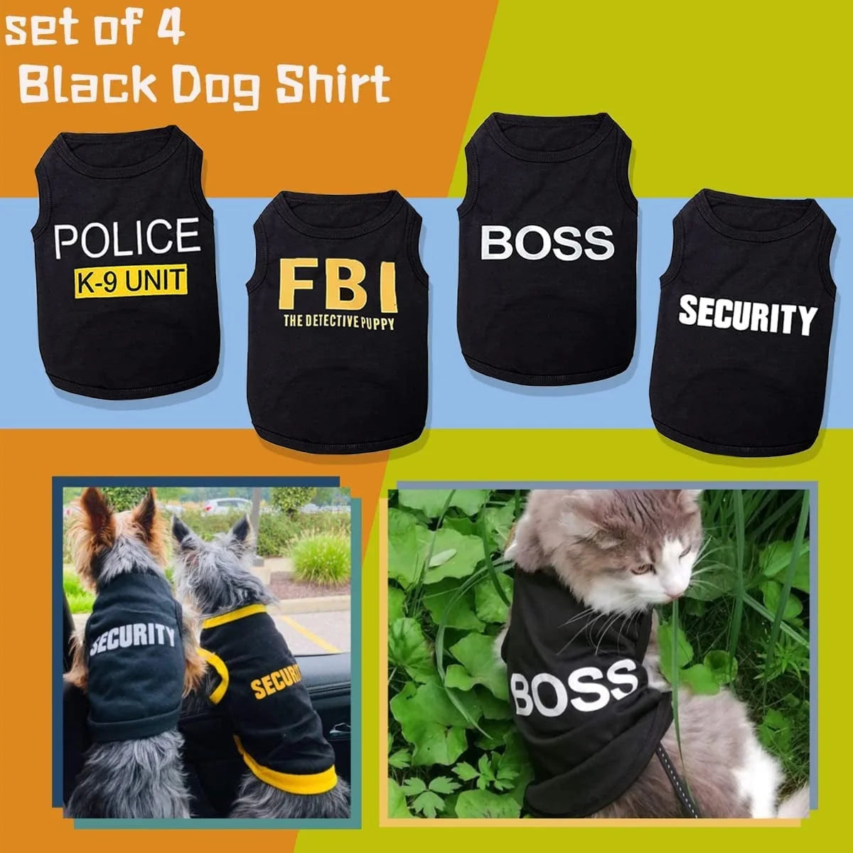 4 Packs Dog Shirts for Small Dog, Pet T-Shirts Clothes Vest for Puppy Boy Girl