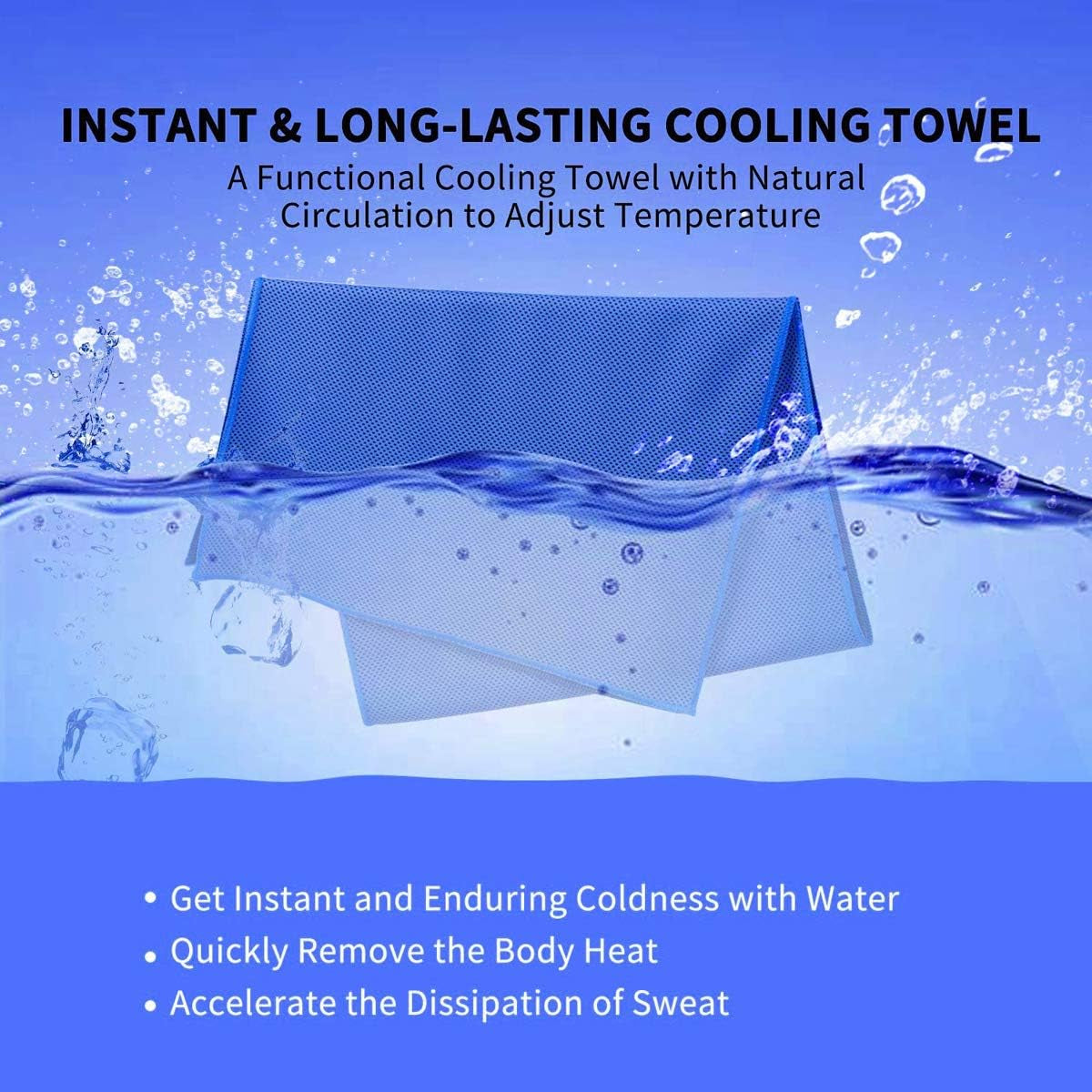 Cooling Towel 6 Pack, 36"X12" Cooling Towels for Neck and Face, Soft Microfiber Cooling Neck Wraps, Ice Sports Towel for Instant Cooling, Stay Cool for Yoga, Sport, Workout, Running, Camping, Golf